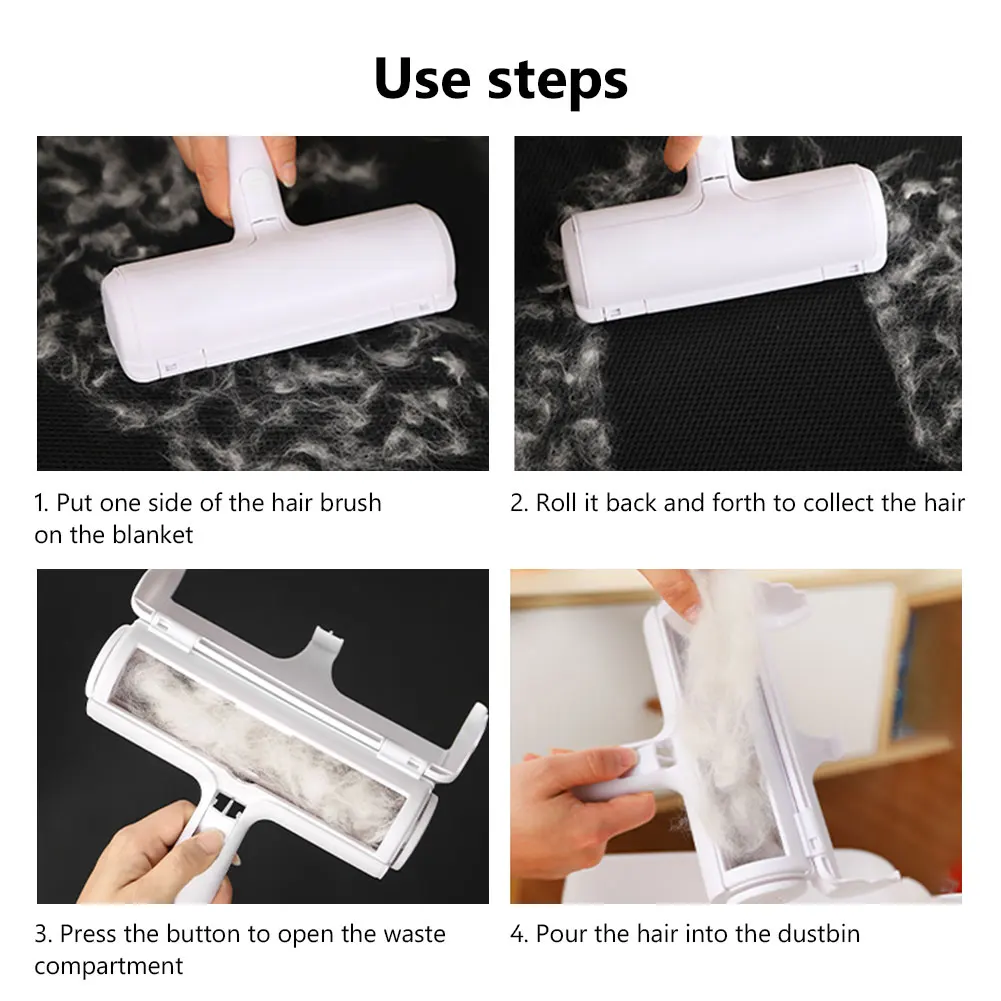 

2-Way Hairbrush Reusable Pet Hair Cleaning Cat & Dog Fur Roller Remover Couches Sofa Cleaning Lint Tool Base Home Furniture Comb