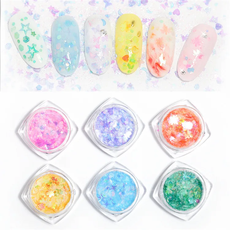 

1 Box Nail Art Sequins Holographic Glitter Flakes Paillette Chameleon Stickers For Nails Autumn Design Decor