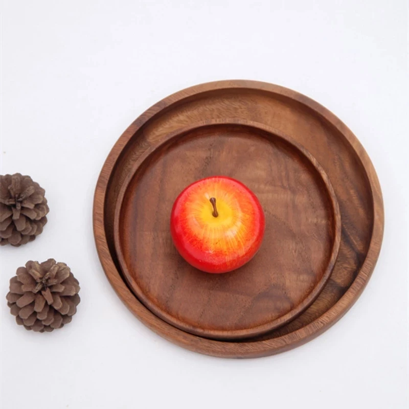 

Snack Tray Home Fruit Tray Cake Candy Pan Dried Fruit Plate Tea Coffee Trays Black Walnut Wood Food Dishes Storage