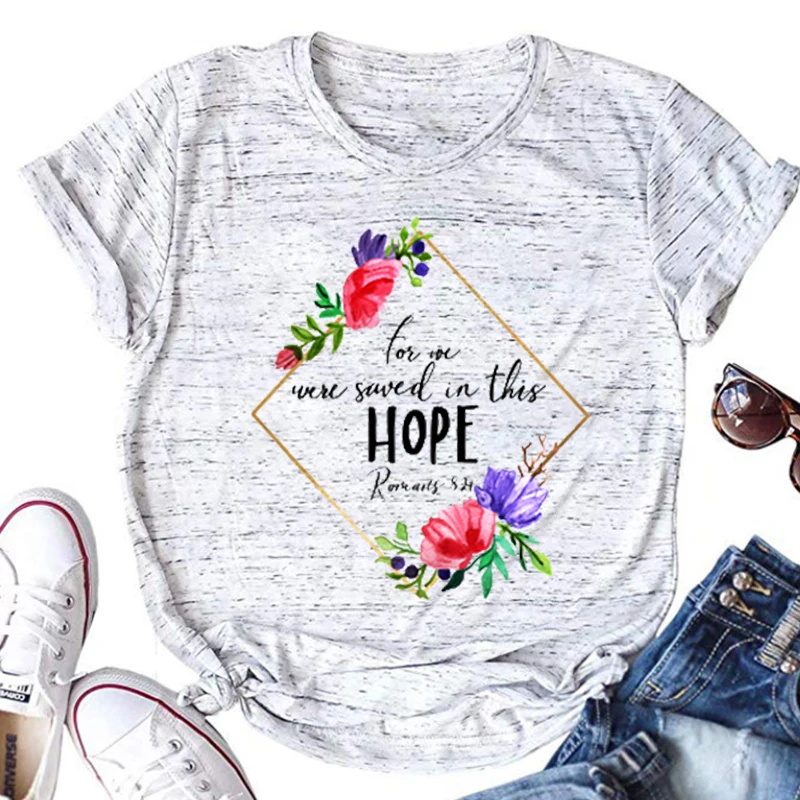 Футболка графическая с надписью Hope Flower женская христианская одежда изображением
