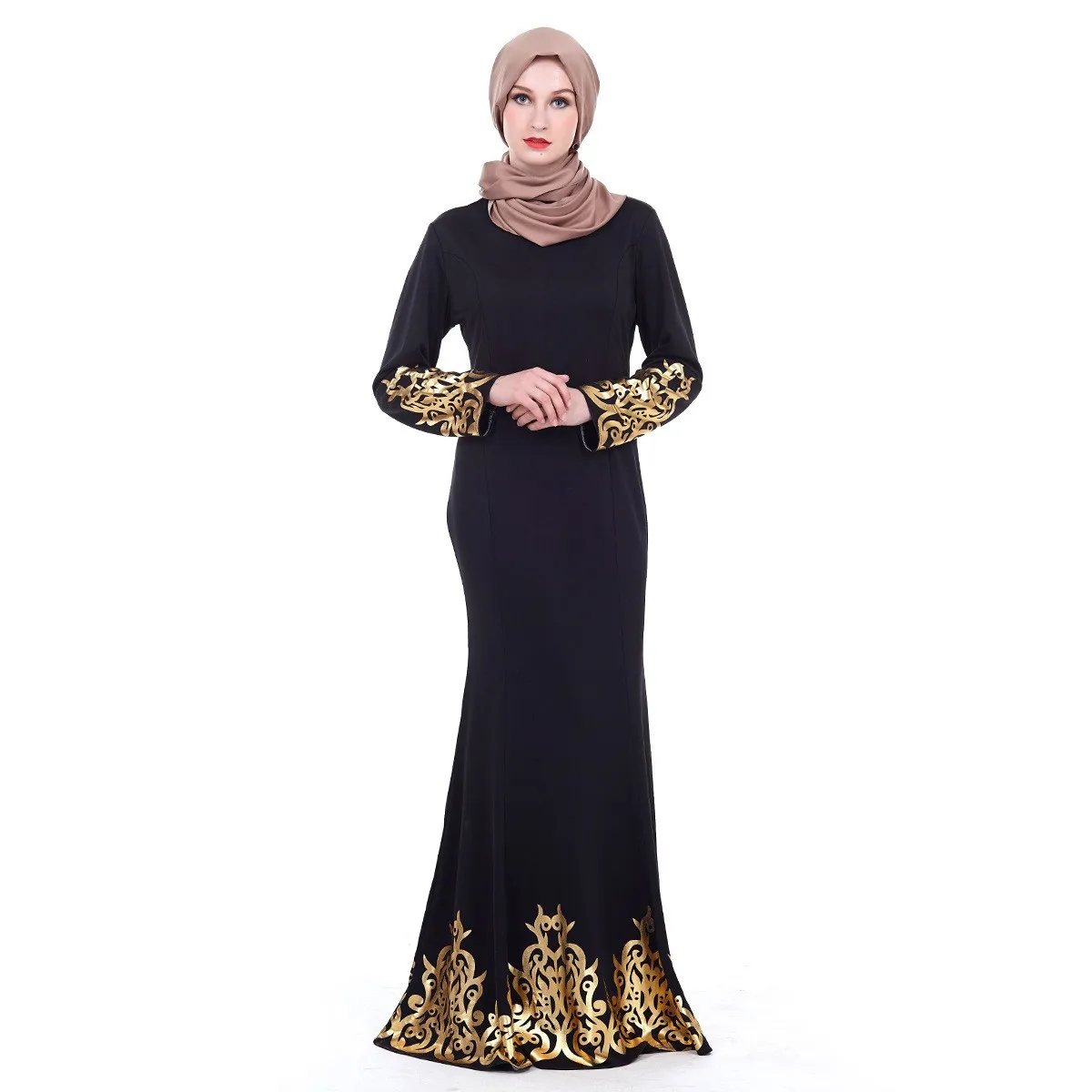 Женская длинная юбка с длинным рукавом в стиле ретро Abaya Palace wind bronzing Arabian KANCOOLD 2019 |