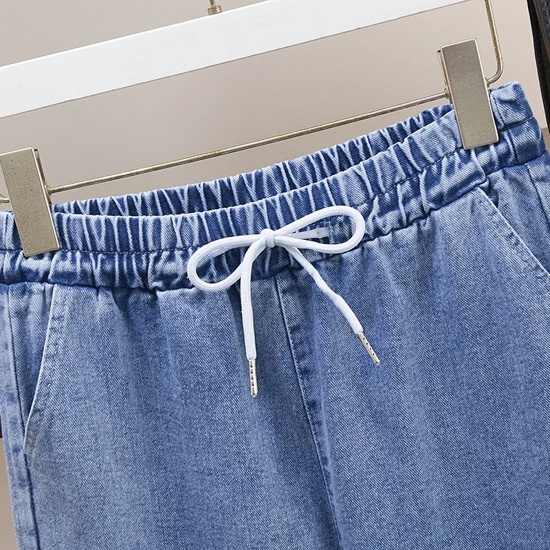 

2021 New Spring And Summer Fashion Casual Short-Sleeved Slim Slimming Two-Piece Temperament Korean Wide-Leg Jeans Suit Women