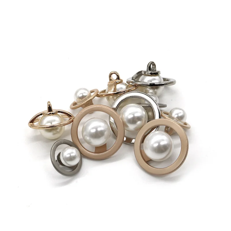 10 шт./лот имитация жемчуга декорированные металлическими кнопками Круглый