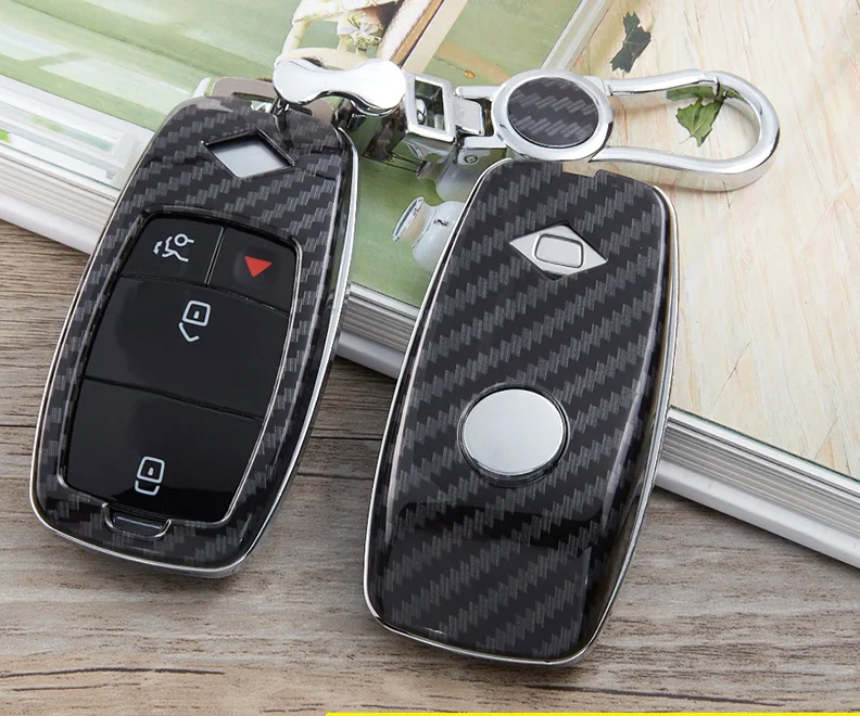 Модный чехол для автомобильных ключей из углеродного волокна с принтом Mercedes Benz