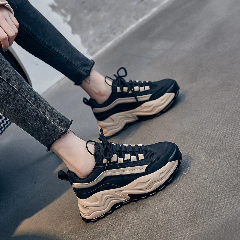 Кроссовки женские на толстой подошве кроссовки плоской для бега из