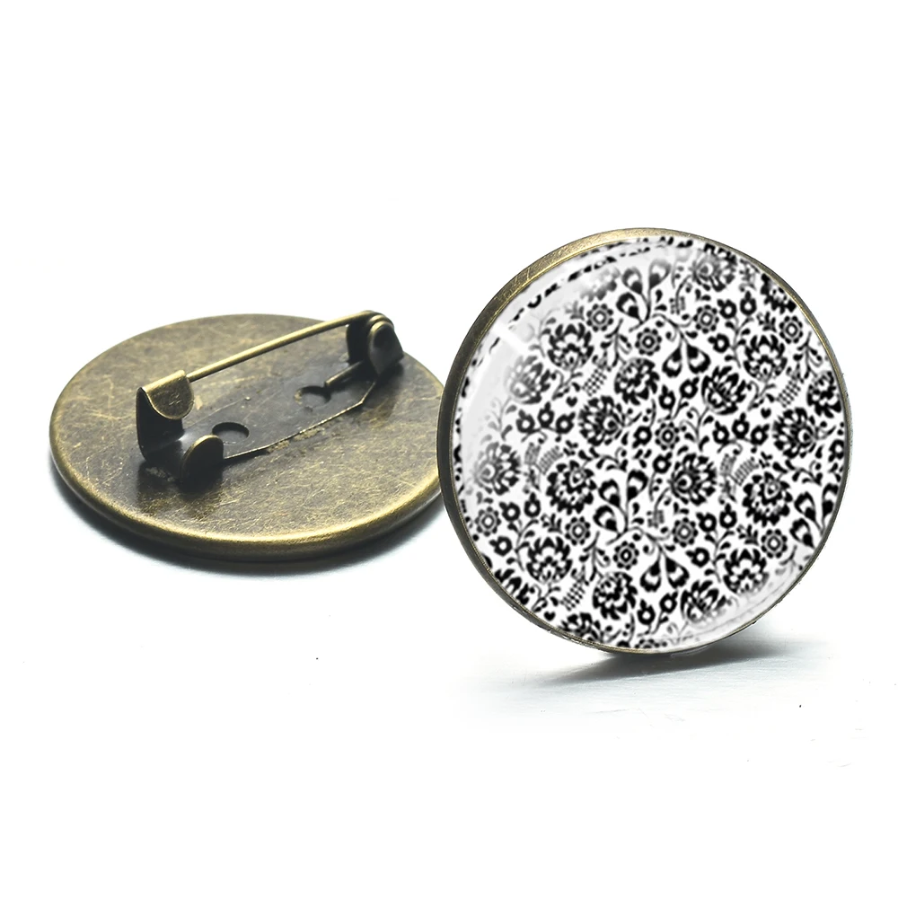 Женская Брошь в стиле бохо круглая брошь из стекла с цветочным принтом 2019 |