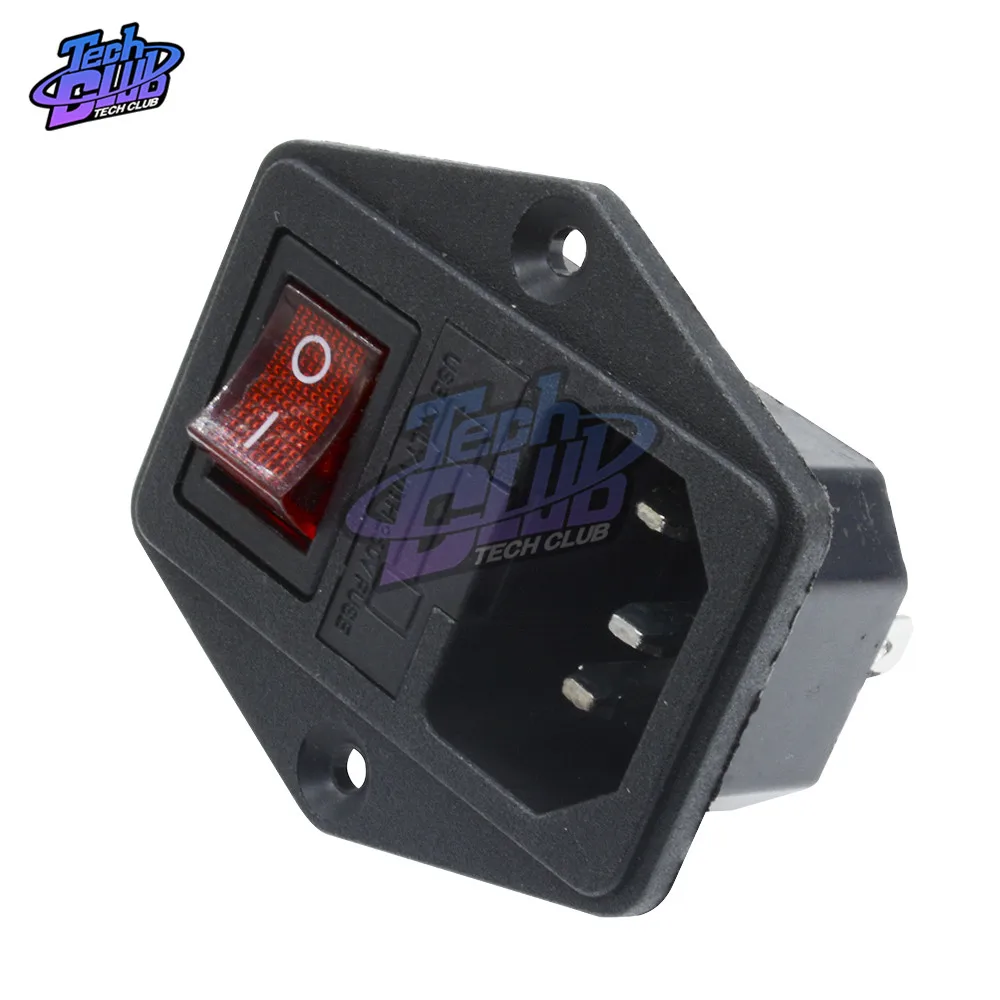 5 шт. AC 250 В 10A черный красный 3-контактный разъем питания с держателем