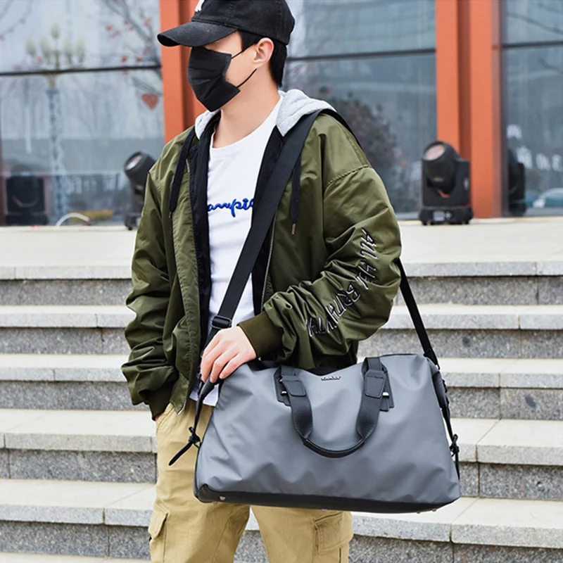 Men Travel Bags Male Waterproof Oxford Handbags Casual Shoulder Bag Large Capacity Luggage Bags Black Gray Hand Bag XA235M