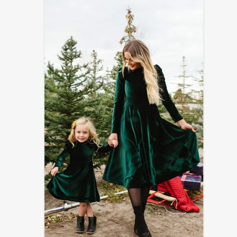 3XL одинаковые комплекты для семьи одежда мамы и детей вельветовое платье дочки