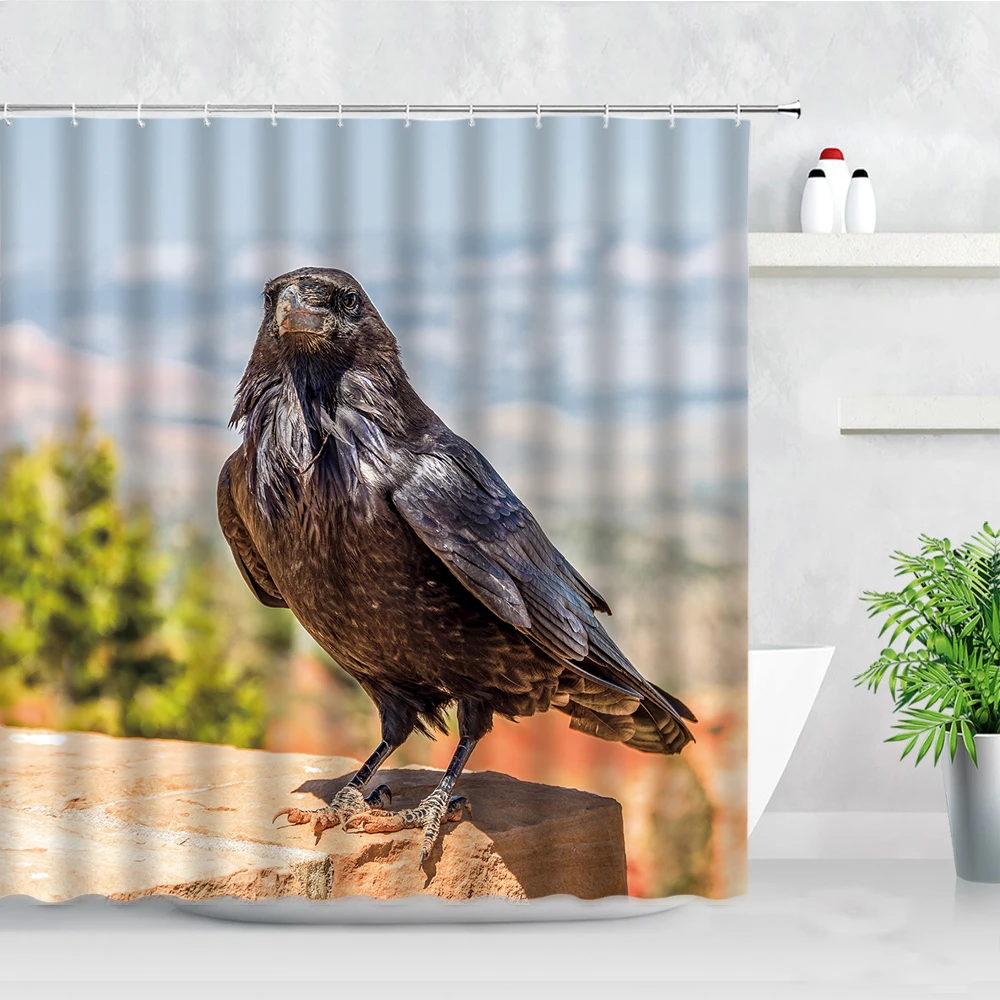 

Natural Scenery Waterproof Shower Curtains Wild Animals Birds Parrot Pattern 3D Print Fabric Bathroom Decor Screens Bath Curtain