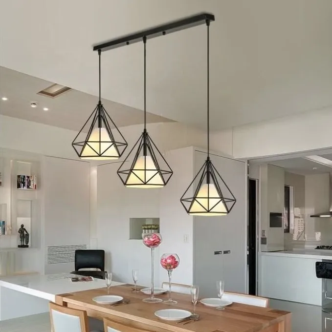 

3PCS/set Hanging Chandelier Lighting White Modern Living Room Kitchen Decoration Indoor Metal Hanging Light Fixtures HWC