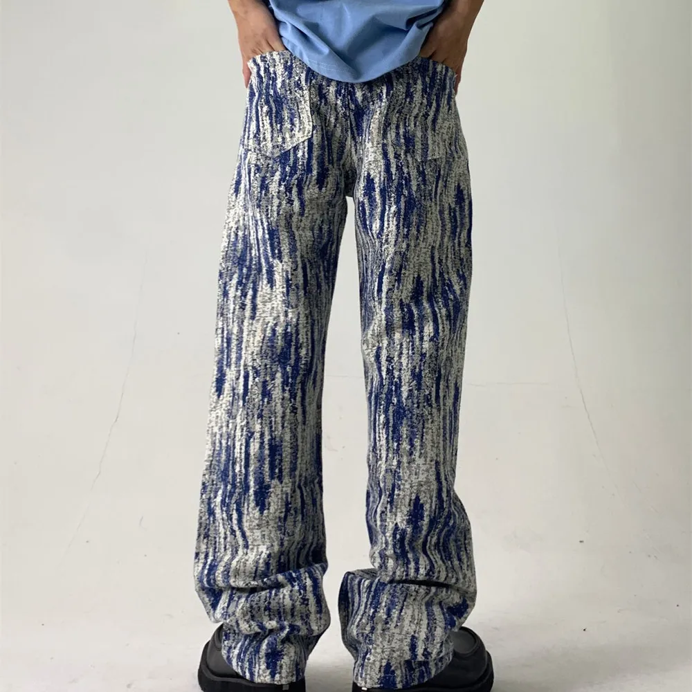 2021 New Arrival Striped Drape Tie Dye Straight Men Baggy Jeans Pants Casual Women Vintage Denim Trousers Pantalones Casuales