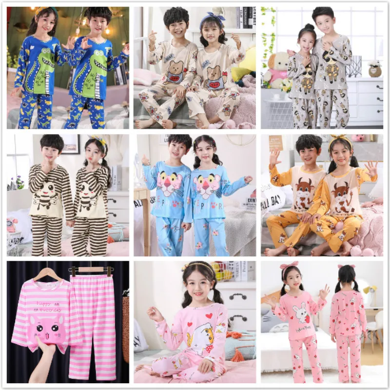 

Новинка, Весенняя Пижама для мальчиков и девочек, комплект одежды с принтом медведя, кролика, Детская Пижама с длинным рукавом, домашняя оде...