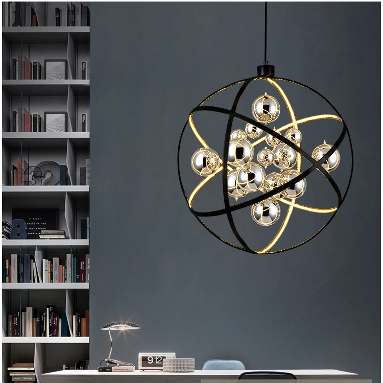 Светодиодная Подвесная лампа хромированный стеклянный светильник в форме шара