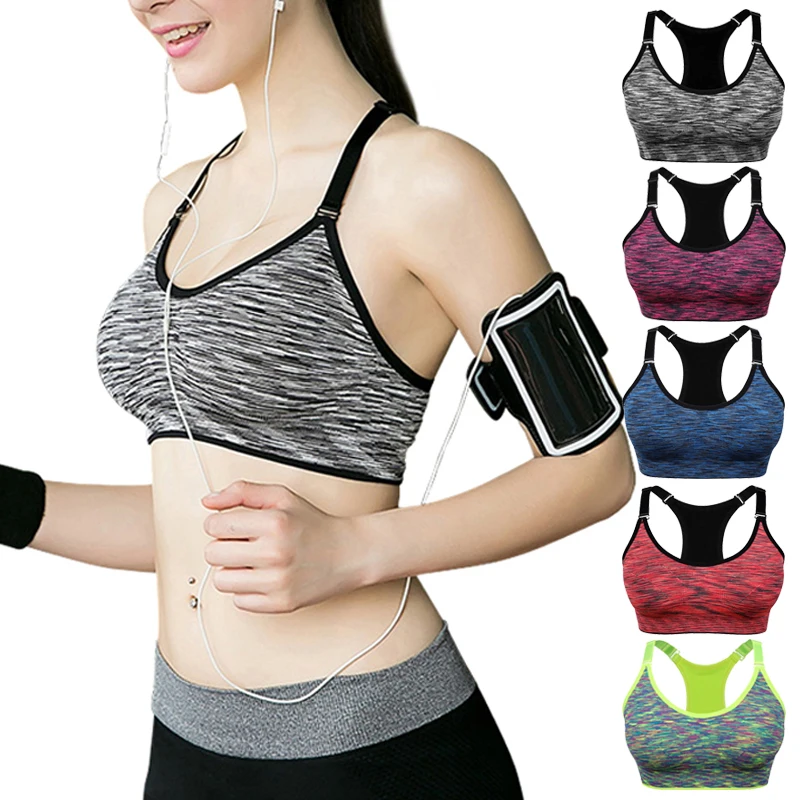 

Quick Dry Padded Sports Bra,Women Wirefree Adjustable Fitness Top Sport Brassiere,Push Up Seamless Running Yoga Bra