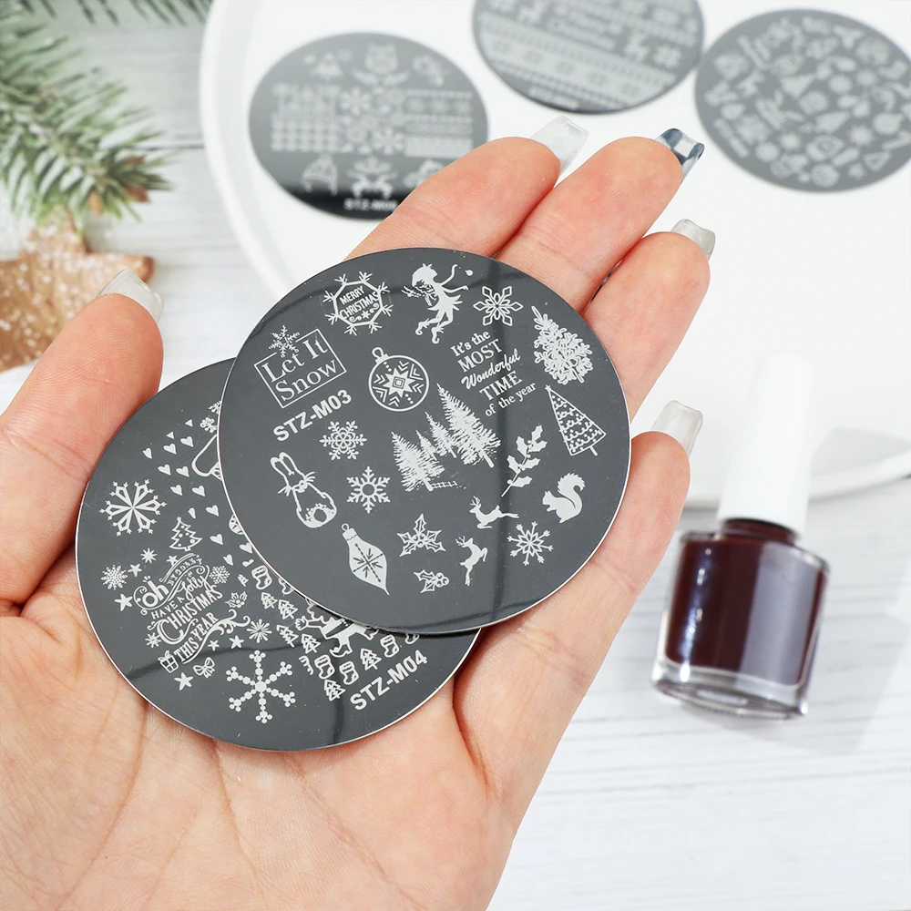 

Nail Stamping Plates Snowflake Santa Design Templates Christmas Nails Polish Print Stencils Molds Manicure Nail Stamp Tools