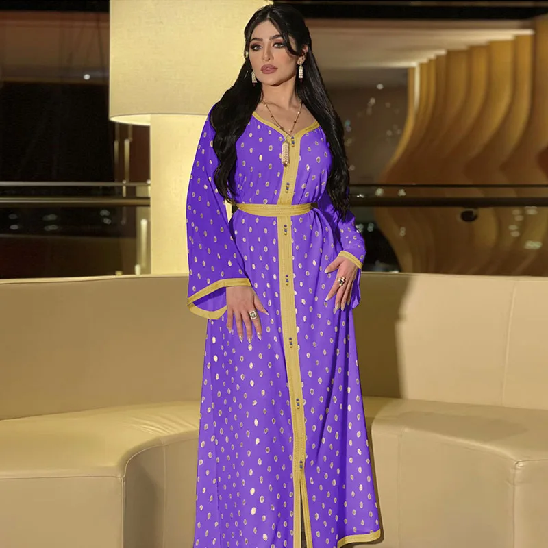 

India Turkey Muslim Dress Women Embrodery Dubai Robe Kaftan Ethnic Long Sleeve Wild Dresses Maxi Abaya Islamic Clothing