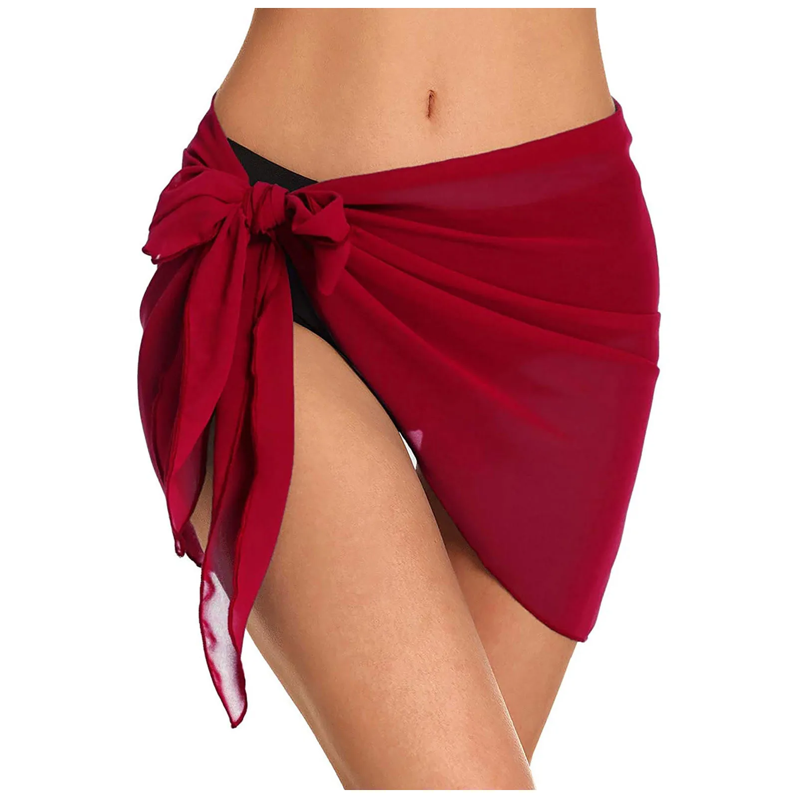 

Women's short beach wrap skirt, see-through bikini, sunscreen chiffon blouse, swimsuit swimming suit for women