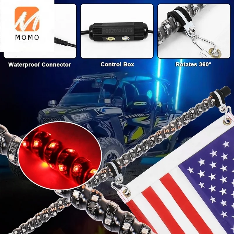 売る リモート制御アンテナ,スパイラルrgb LEDライト,uv,オフロード車用