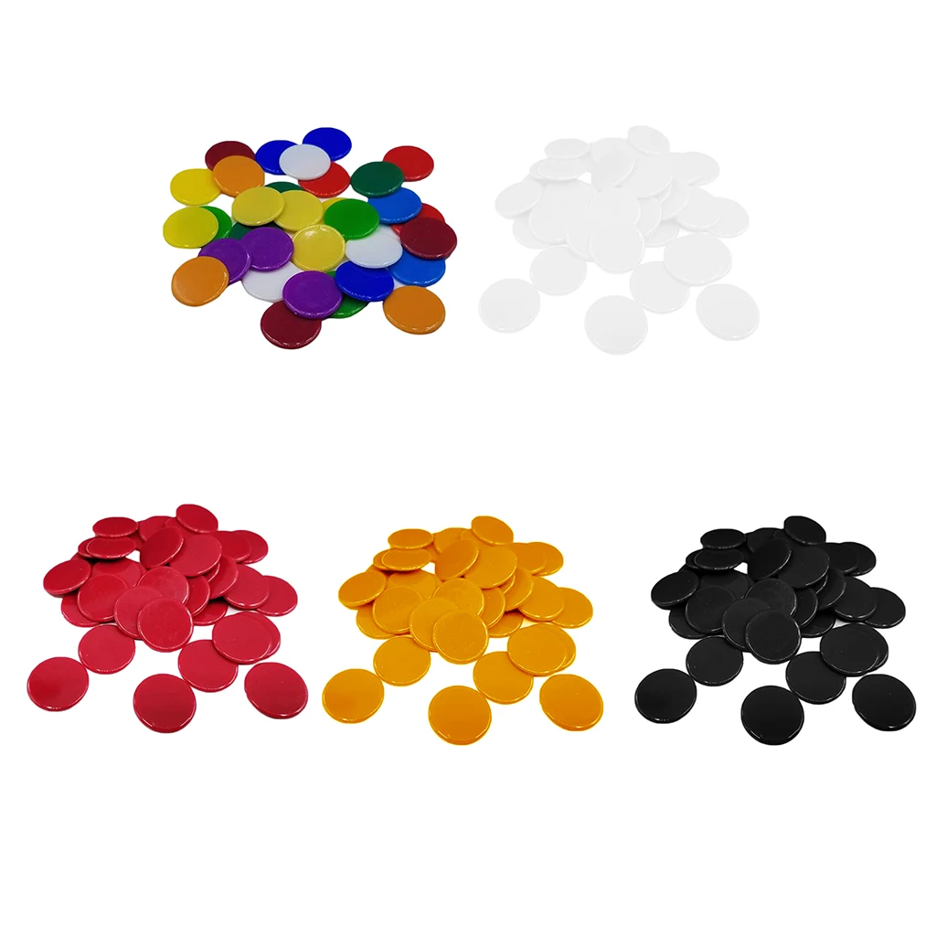 

100Pieces Tokens Chips Solid Color Game Currency Casino Suppies Accessory