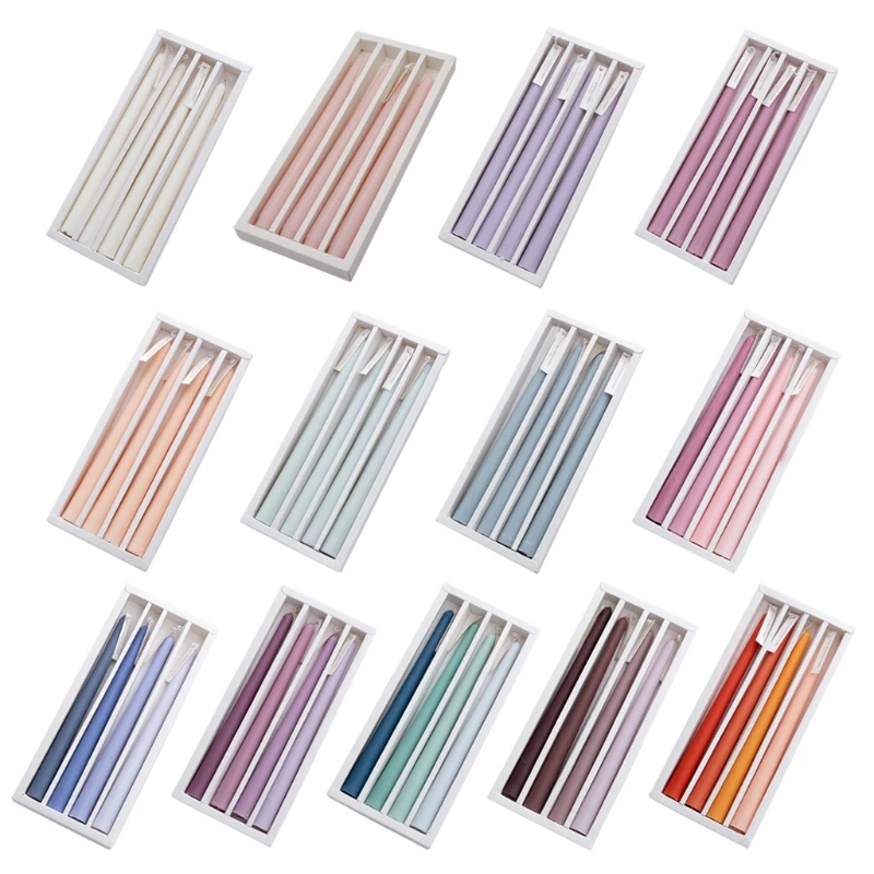 

4 шт. элегантные конусные свечи 9,8 дюйма высокие 4,5 часа Долгое горение бездымные длинные ароматические свечи для ужина вечеринки