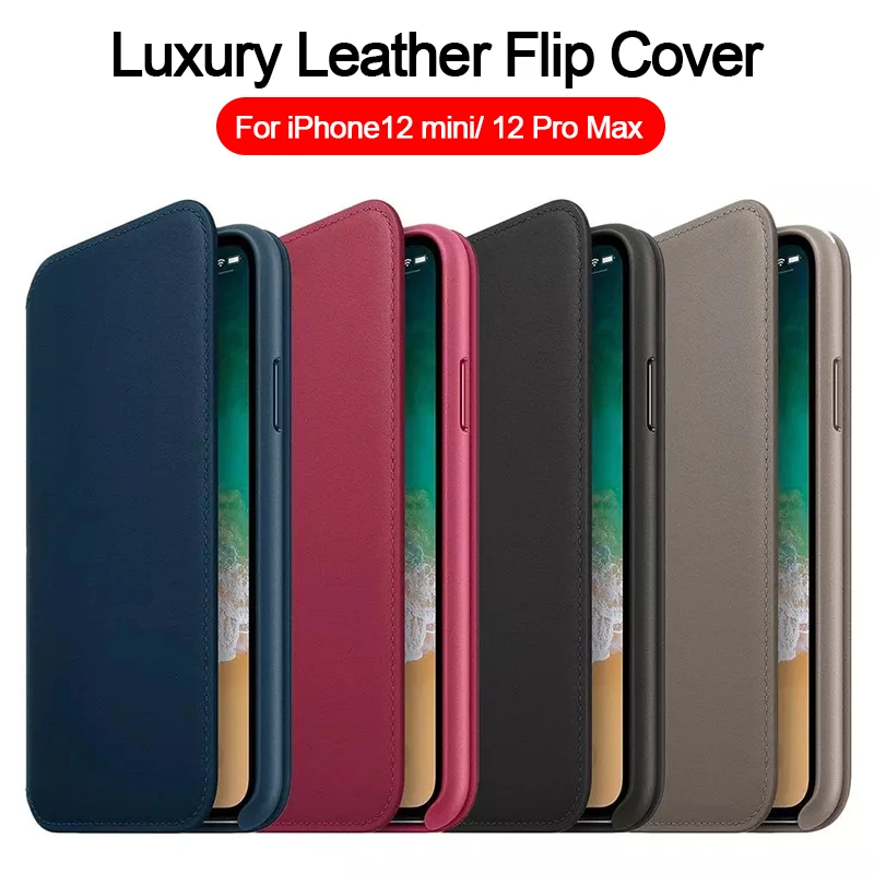 

GRMA Original Luxury Leather Flip Back Cover for Apple iPhone 12 11 Pro Max 12 mini Case Shockproof Protective Phone Case Cover