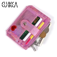 cuikca women wallet embroidery heart shine glitter purses leather slim wallet candy zipper coin purse hasp id credit card holder