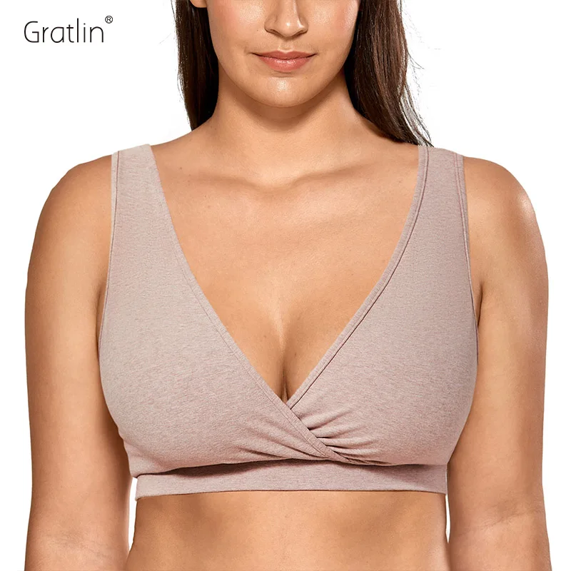 

Gratlin Women's Soft Cotton Plus Size Nursing Sleep Bra for Breastfeeding