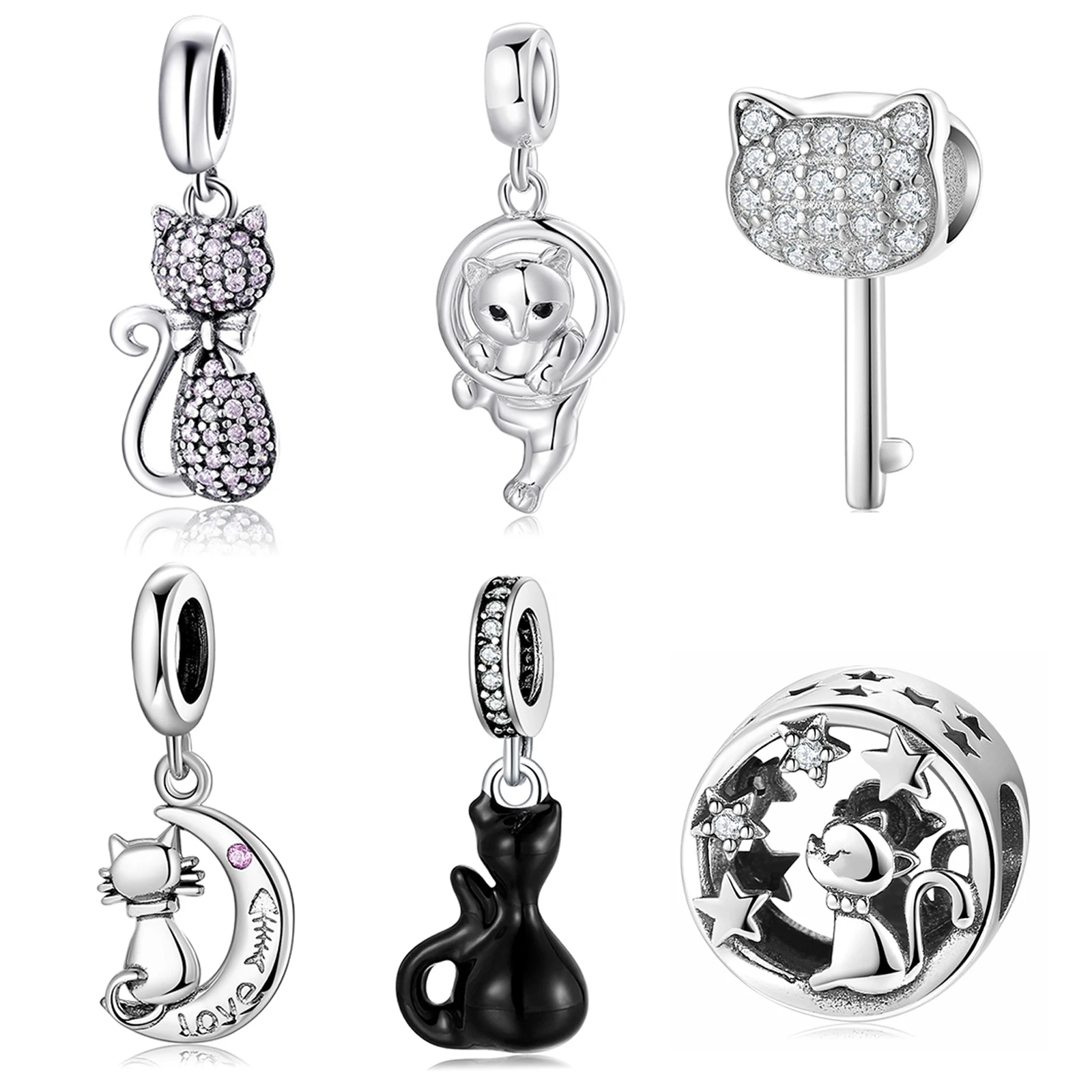 Новинка подвеска в виде Луны с розовым кубическим цирконием рыбьего котенка