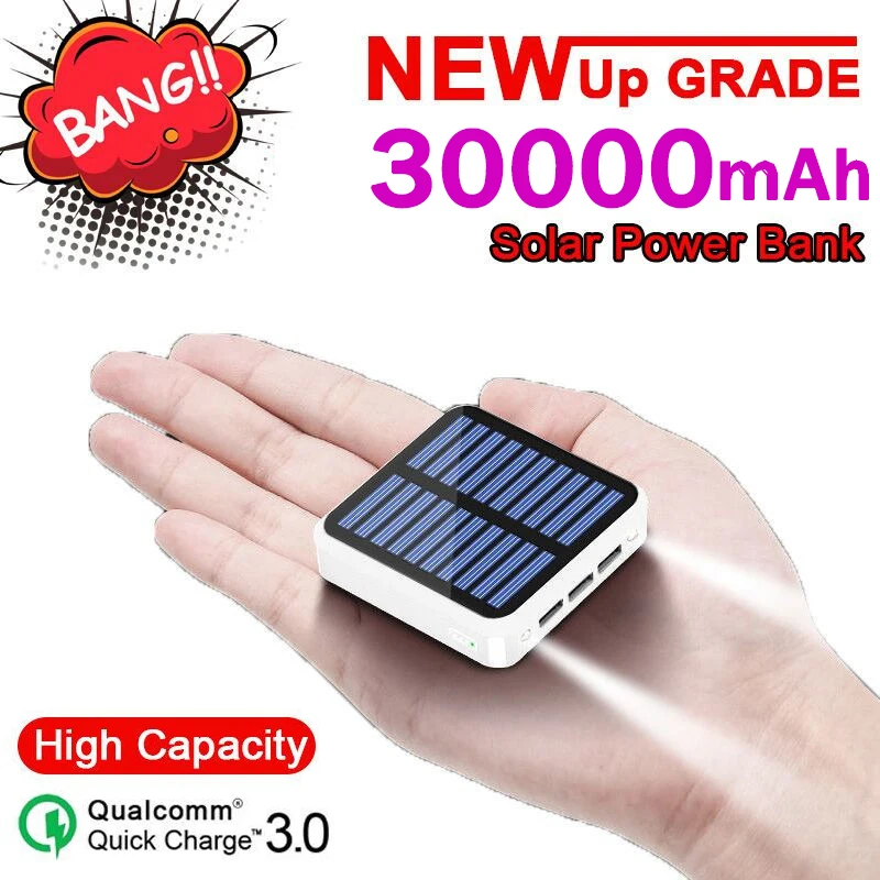 Внешний аккумулятор на солнечной батарее 30000 мАч 3USB порта|Внешние аккумуляторы| |