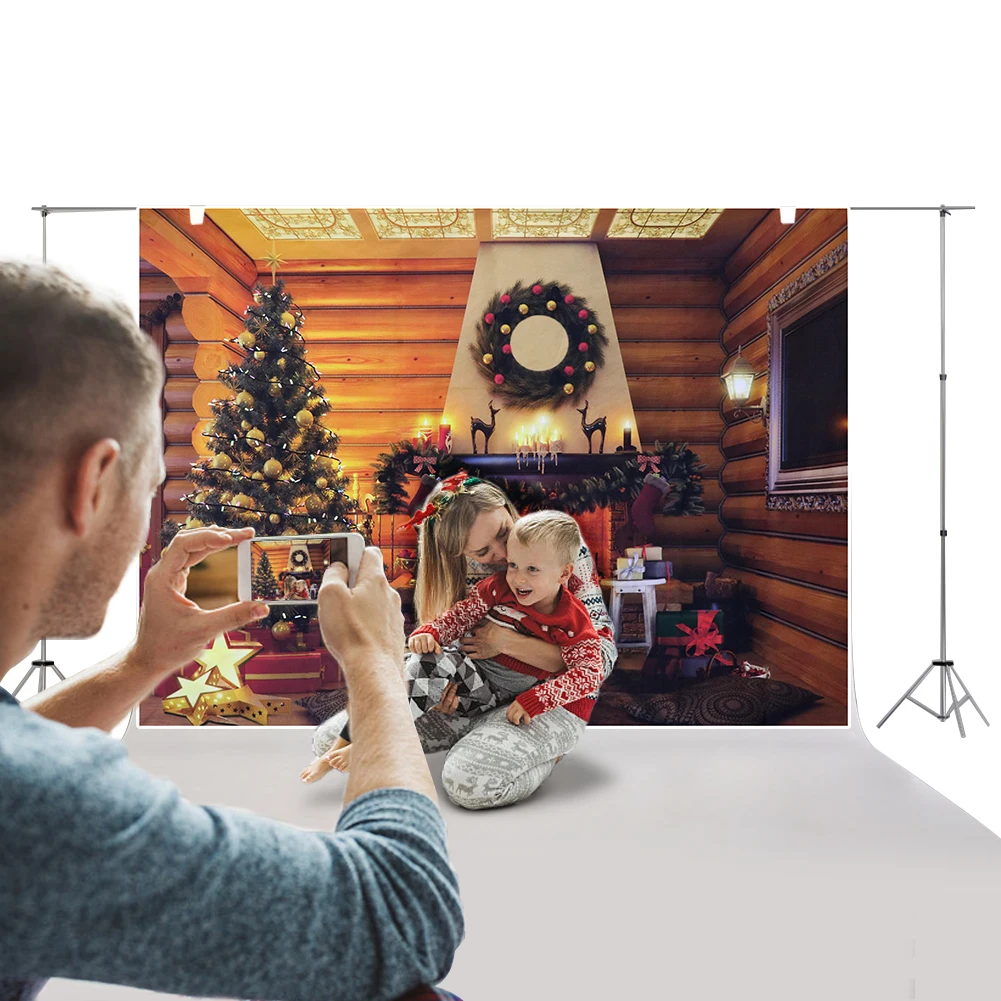 7x5ft фотография рождественской елки фон камин фото сельский дом деревянная кабина