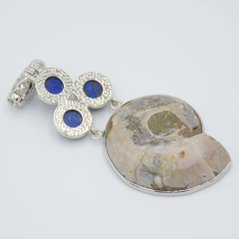 Подвеска в богемном стиле настоящий аммонит виде ракушки окаменелости Круглый