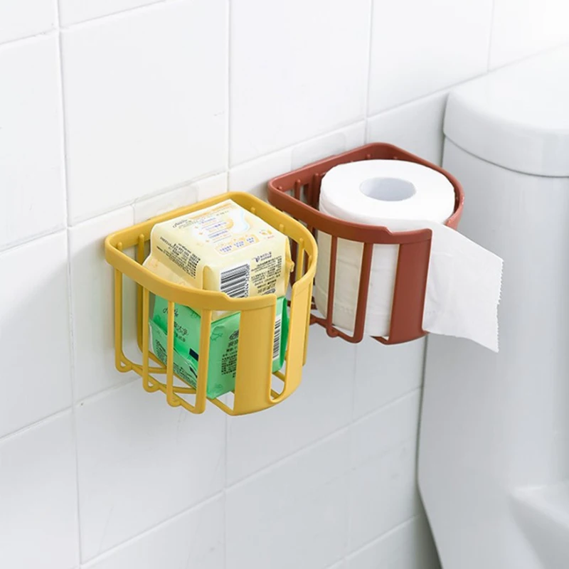 

New Toilet Non-marking Wall-mounted Paper Tray Multi-function Bathroom Tissue Storage Drain Wall Rack Roll Paper Holder