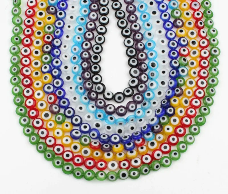 

Multicolor Evil Eye Lampwork Glazed Glass Beads Round Flat Shape For Jewelry Making Diy Fashion Bracelet Necklace 6/8/10mm 15"