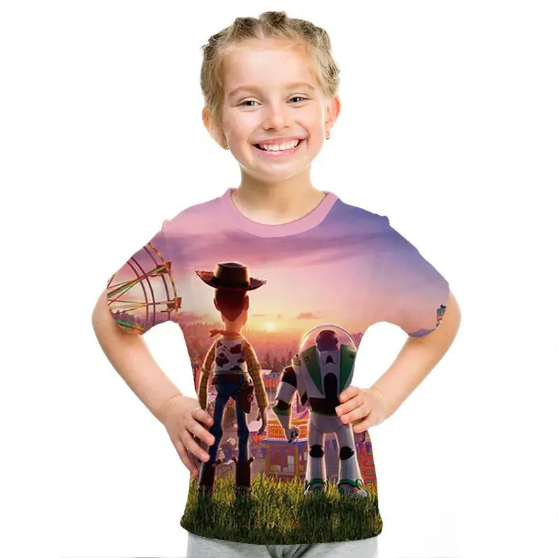 3D анимированная игрушка-Фотоаппарат, история 4, детская одежда с героями мультфильмов Милая рубашка для отдыха для мальчиков и девочек модная футболка с короткими рукавами для детей в стиле Харадзюку