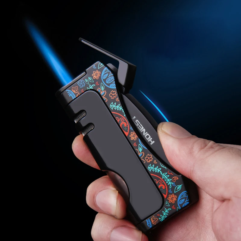 

NEW Jet Torch Lighter Metal Fuel Butane Gas Cigar Lighters Outdoor Windproof Smoking Accessories Gadgets For Me