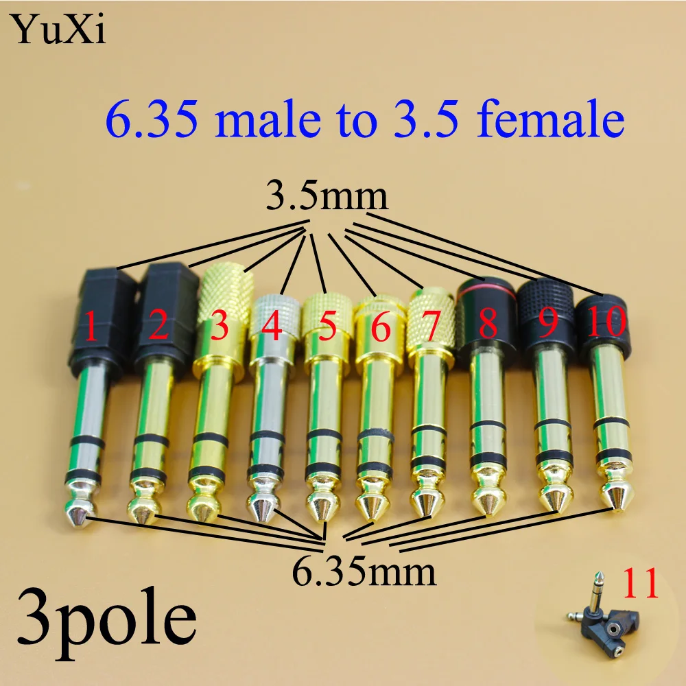 Портативный прочный стерео адаптер YuXi с золотым штекером 6 35 на гнездо 3 5