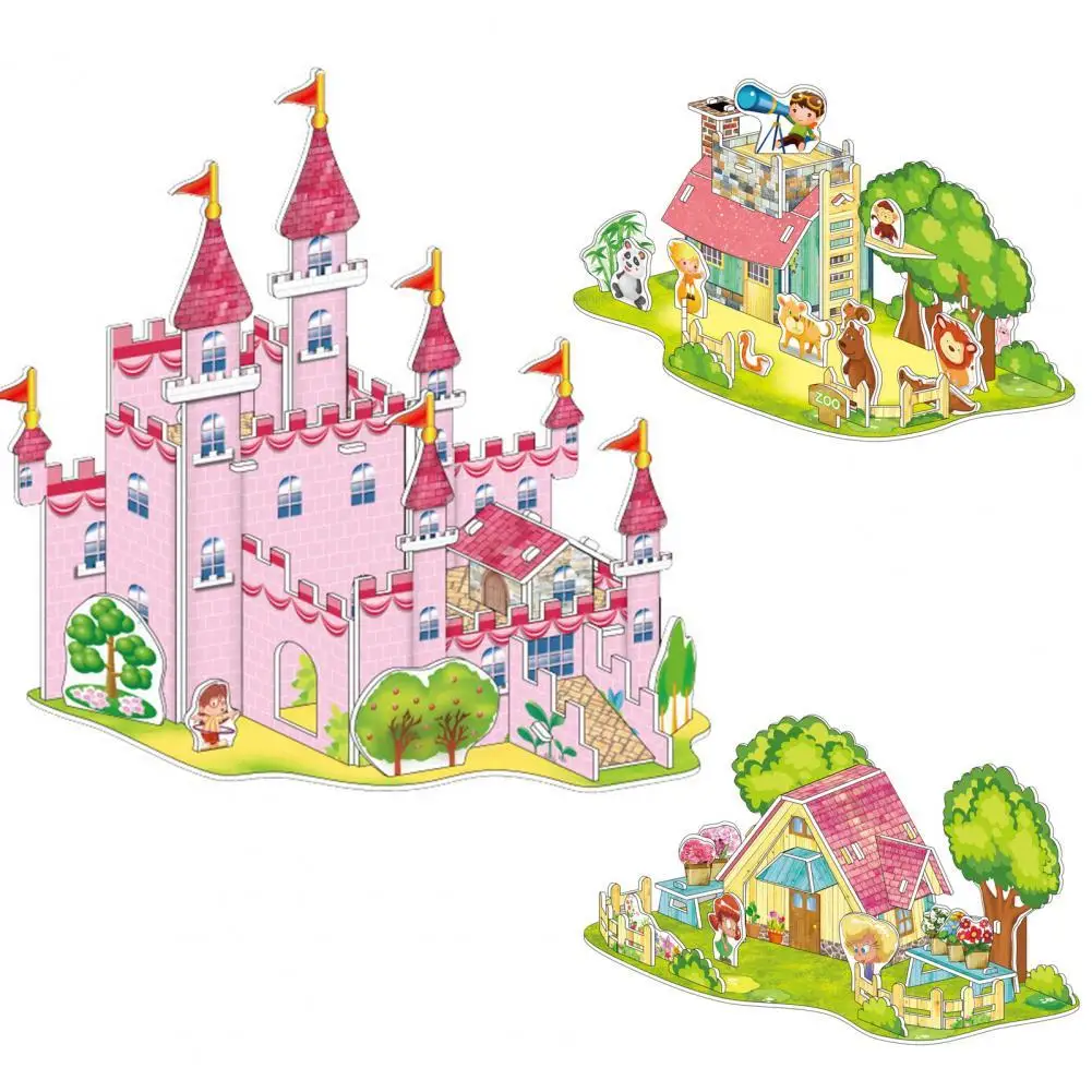 

4Pcs/Set 3D Jigsaw Realistic Hand-eye Ability Training DIY City Landscape Puzzle Parent-children Interaction Game Birthday Gift