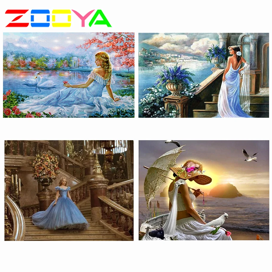ZOOYA полностью круглая Алмазная вышивка Бабочка девушка алмазная живопись