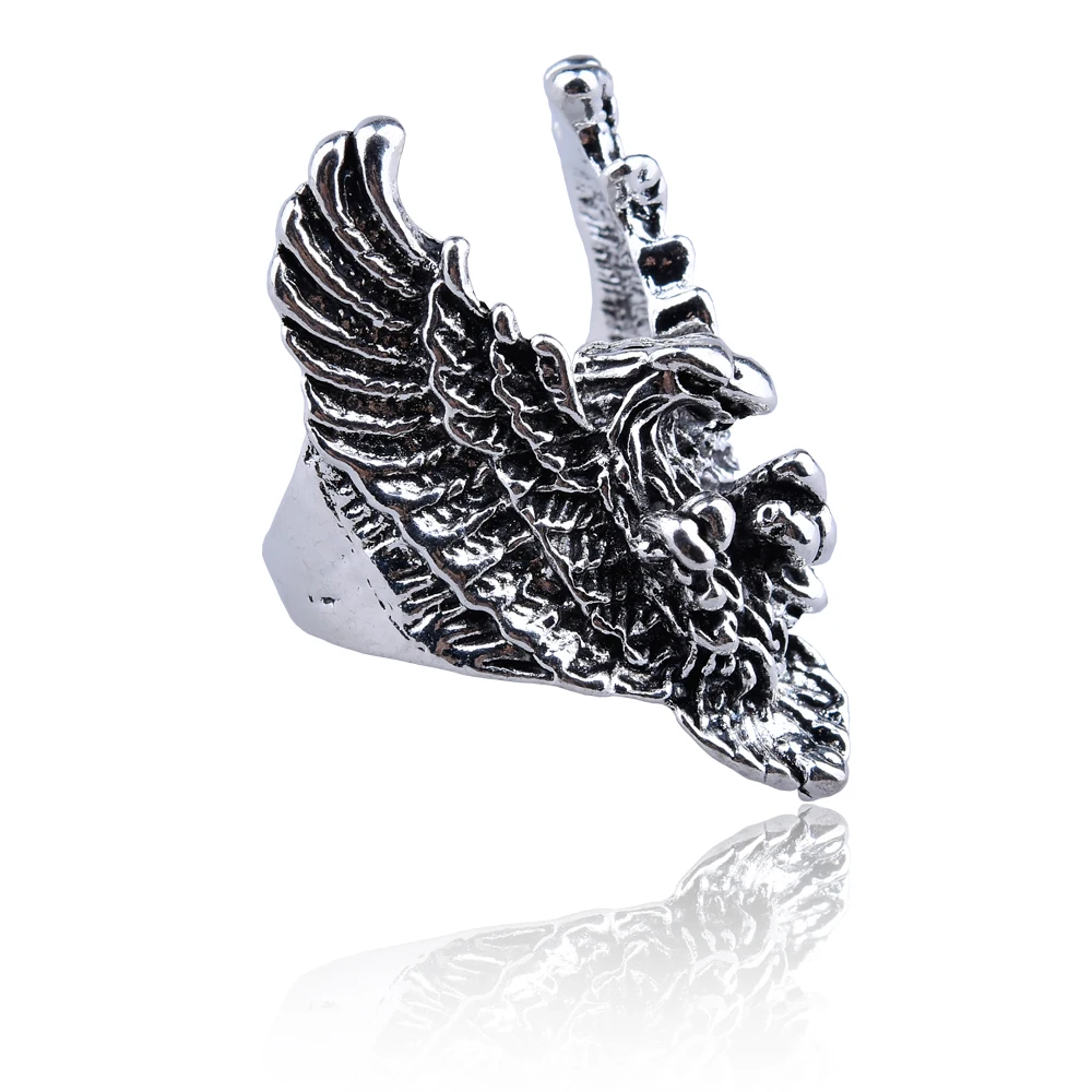 Бесплатная веер Винтажный серебряный Орел животных мужские кольца крутой