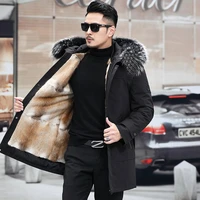 2021 new mens pie overcoming fur all in one 100 real mink fur liner coat winter new thick and warm fur mid length coat