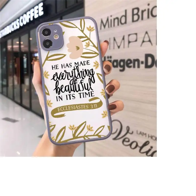 

Jesus Bible Quotes Phone Cases Matte transparent For Gray iPhone 12 Mini 11 Pro XR XS Max 7 8 Plus X Back Cover