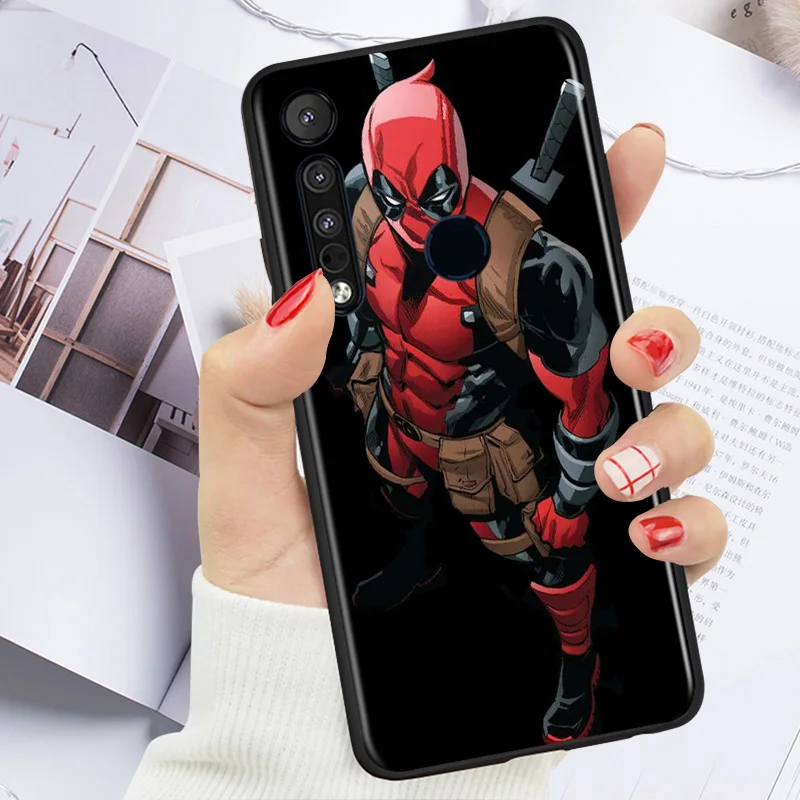 

Marvel Avengers Super Hero Deadpool For Motorola G9 G8 G Power One Fusion Edge E6 Plus Play Lite TPU Silicone Black Phone Case