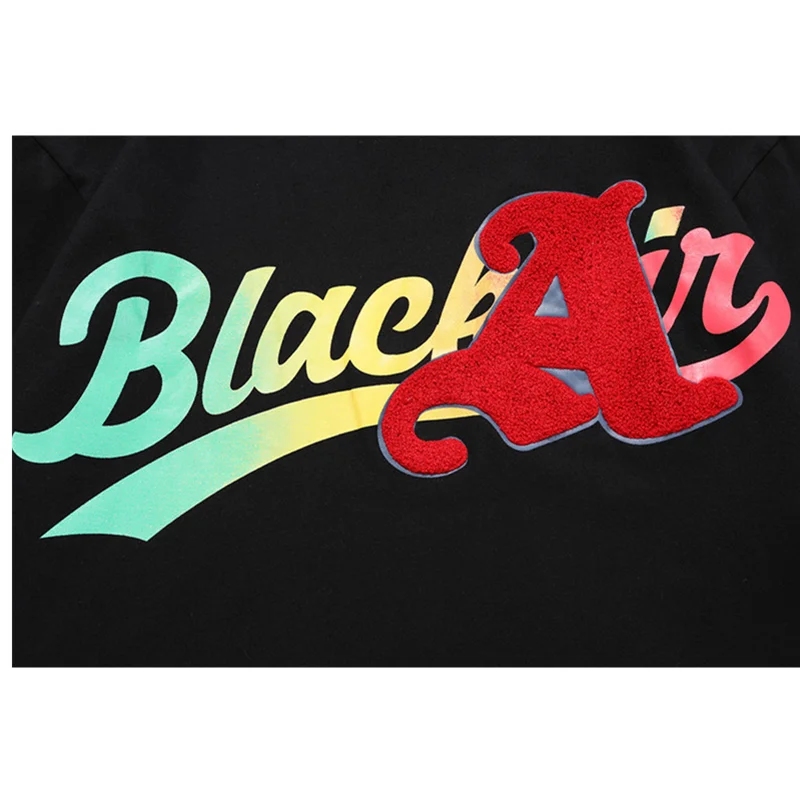 

hip hop long sleeve t shirt men rainbow color letter embroidery cotton streetwear hip hop harajuku oversized loose fashion tops