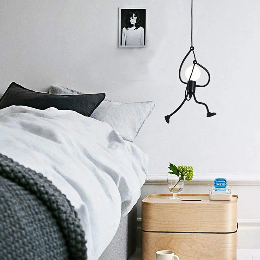 

Подвесной светильник Little Man для скалолазания, современный креативный железный светильник для людей, металлический шнур, лампа-пантус для де...