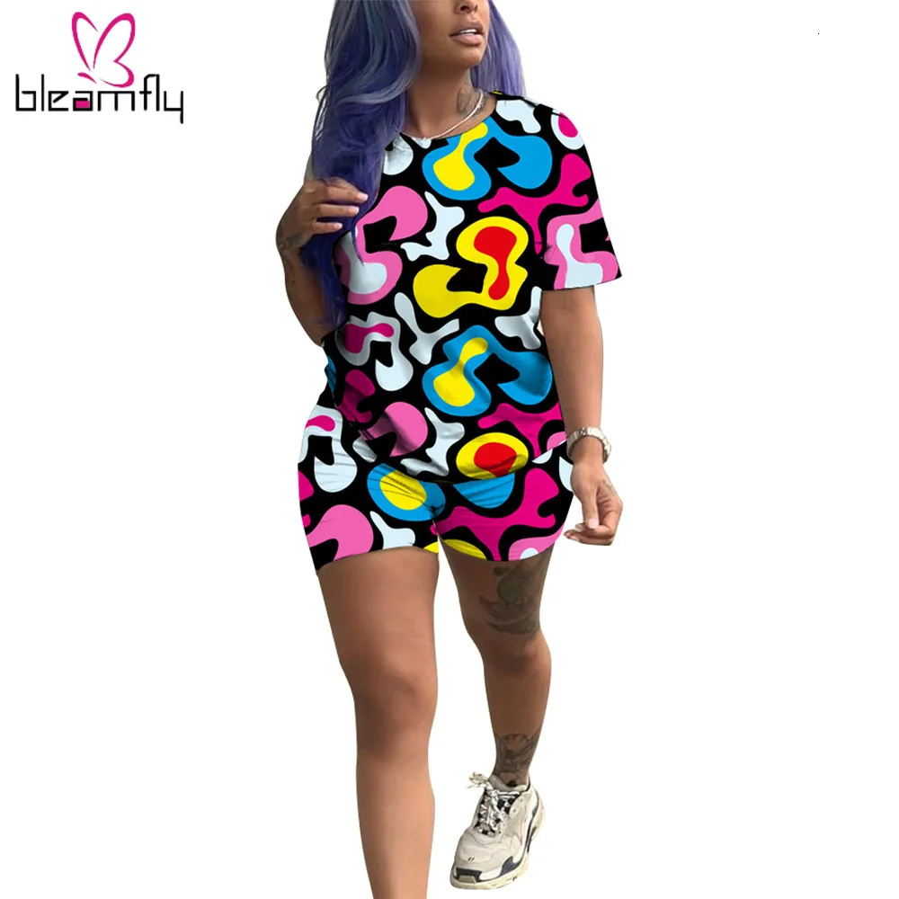 Новинка 2019! женский летний костюм из двух предметов: футболка и шорты с принтом Tie