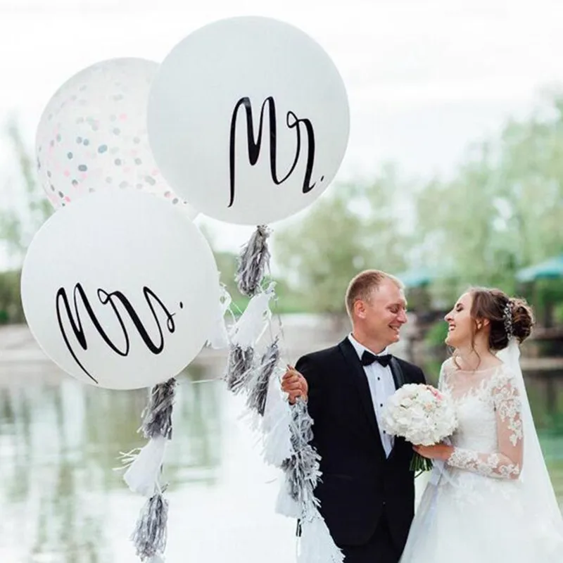 

36inch Mr Mrs Get Married Wedding Large Latex Balloon Helium Inflatable Air Big Balloon Birthday Party Decor Wedding Decoration