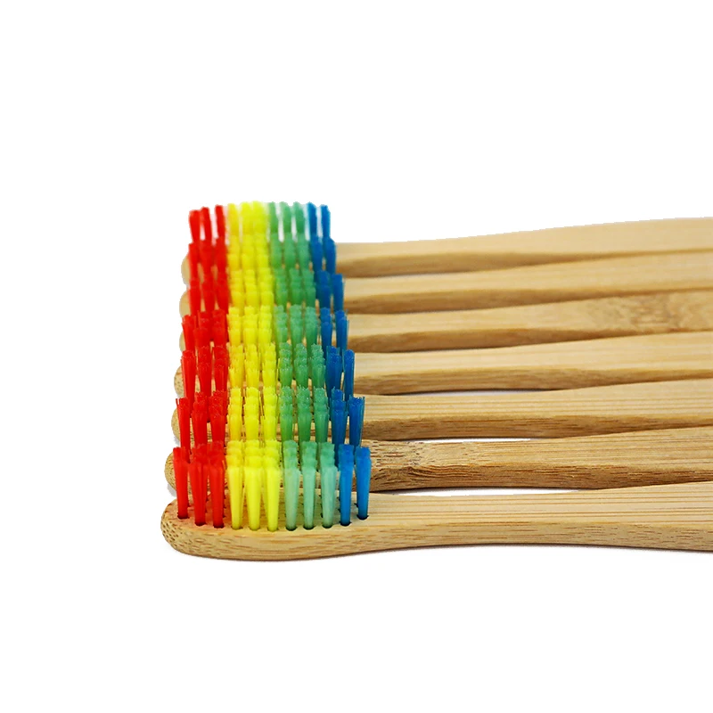 

3pcs/pack 1139 Wooden Rainbow Bamboo Toothbrush Oral Care Soft Bristle Head Bamboo Toothbrush Wholesale