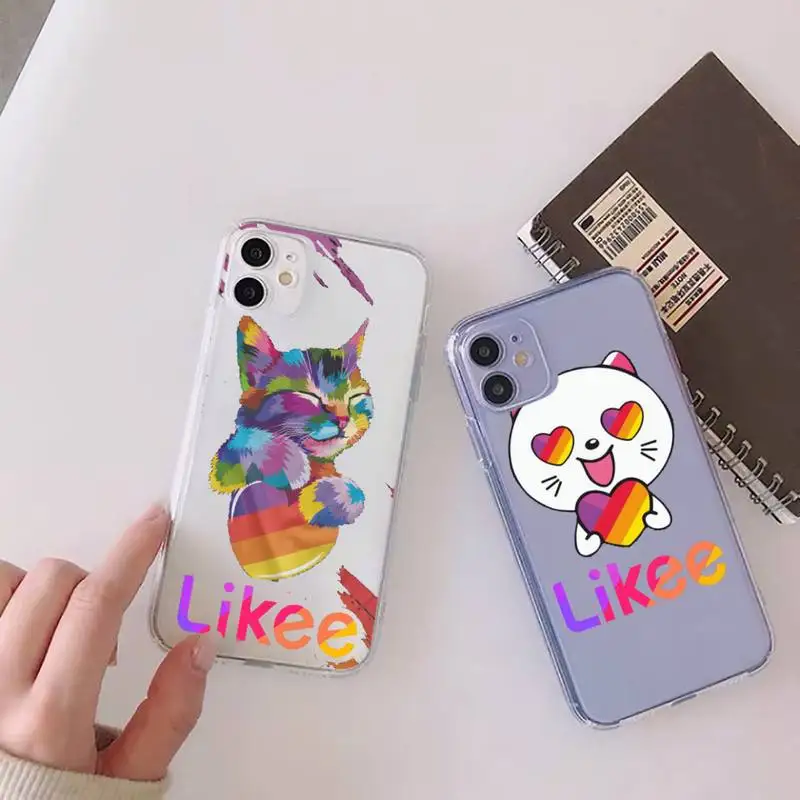 

fashion Likee cat bear love heart Phone Case Clear Transparent for iPhone 11 12 13 mini pro XS MAX 8 7 6 6S Plus X 5S SE XR 2020