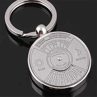 key 50 years perpetual calendar alloy chain keyring ring silver color keychain keyfob